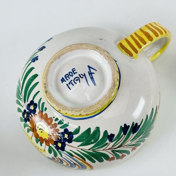 Italy Pottery Majolica Snack Set Tray Cup Galletto Rooster Design Terracotta VTG - Picture 15 of 16